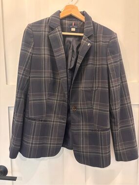 Tommy Hilfiger Navy Plaid Sport Coat with Gray Windowpane